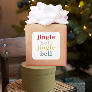Modern Colorful Jingle Bell Jingle Bell Vierkante Sticker
