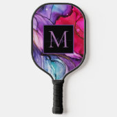 Modern Colorful Marbled Monogram Name Pickleball Paddle (Achterkant)