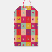 Modern Colorful Merry en Bright Twine Cadeaulabel (Achterkant)