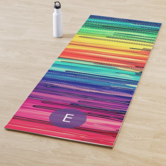 Modern Colorful Rainbow Monogram Yogamat (In situ)