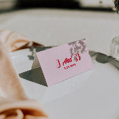 Modern Colorful Red Pink Retro Wedding Place Cards Kaart