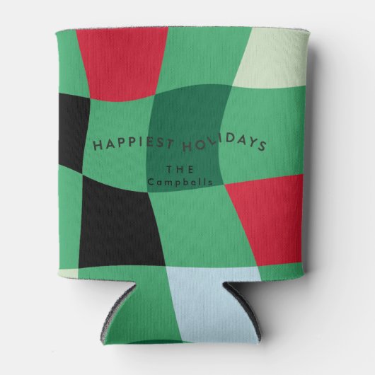 Modern Colorful Tartan Plaid Christmas Blikjeskoeler (Voorkant)