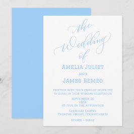 Modern Columbia Blauw en Wit Eenvoudige Bruiloft Kaart