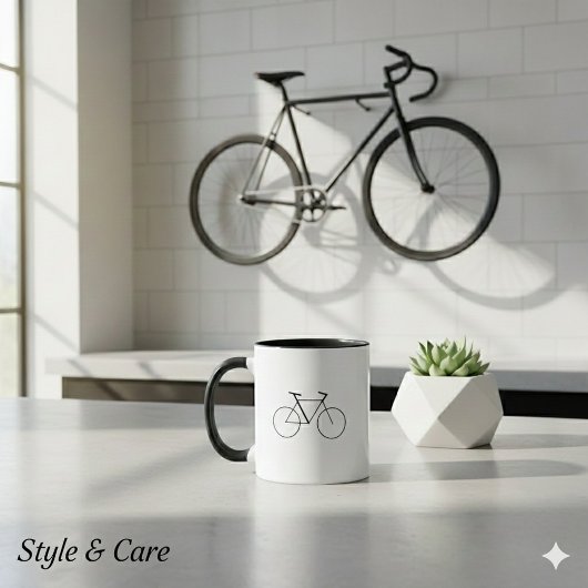 Modern Combo Mug with Clean Bicycle Design Mok
