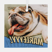 Modern Comic Simple Cool Custom Pet Foto Glas Ornament (Achterkant)