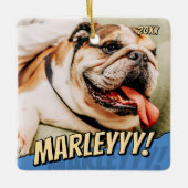 Modern Comic Simple Cool Custom Pet Foto Keramisch Ornament (Voorkant)