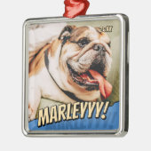 Modern Comic Simple Cool Custom Pet Foto Metalen Ornament (Links)