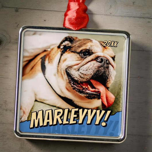 Modern Comic Simple Cool Custom Pet Foto Metalen Ornament