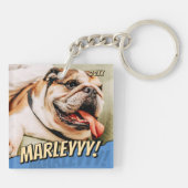 Modern Comic Simple Cool Custom Pet Foto Sleutelhanger (Achterkant)