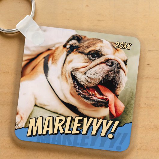 Modern Comic Simple Cool Custom Pet Foto Sleutelhanger