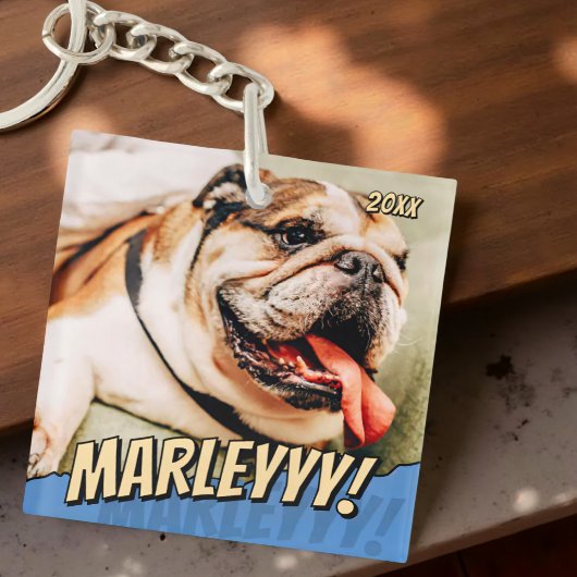 Modern Comic Simple Cool Custom Pet Foto Sleutelhanger