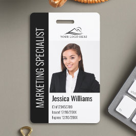 Modern Company Employee Photo Name Black ID Badge
