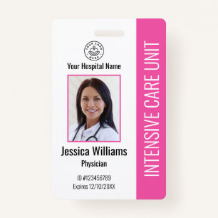 Modern Company Logo Foto Roze werknemer ID Badge