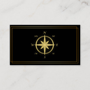 Modern Compass Gold Nautical Visitekaartje