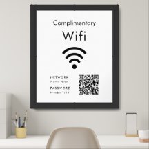 Modern Complimentary Wifi QR Code Framed Poster