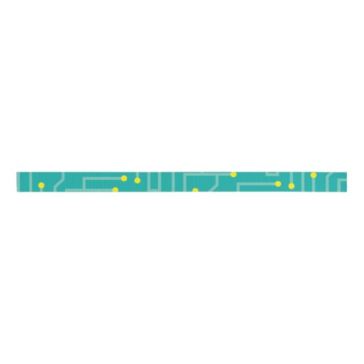 modern computercircuit groen geel cadeau grosgrain lint (Voorkant)