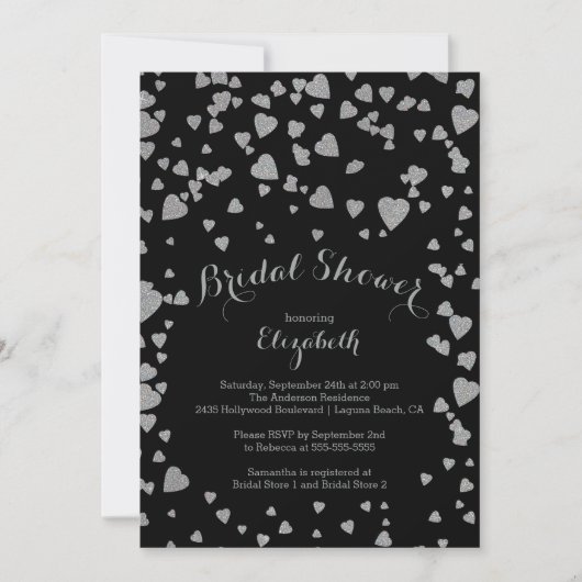 Modern Confetti Hearts Bridal Shower Invitation Kaart (Voorkant)