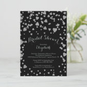 Modern Confetti Hearts Bridal Shower Invitation Kaart (Staand voorkant)