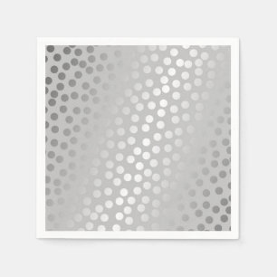 Modern Confetti Polka Dots Pattern Grey and Silver Servet