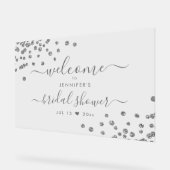 Modern Confetti Vrijgezellenfeest Welcome Silver Acryl Bord (Hoek)