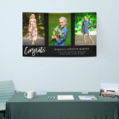 Modern Congrats 3 foto Afstuderen banner - zwart (Beurs)