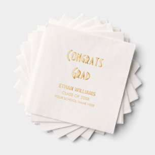 Modern "Congrats Afstudeerder", Afstuderen Folie Servetten