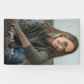 Modern Congrats Afstudeerder Afstuderen Photo Scri Spandoek (Horizontaal)