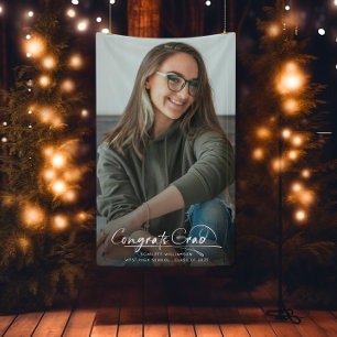 Modern Congrats Afstudeerder Afstuderen Photo Scri Spandoek