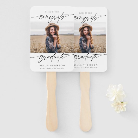 Modern Congrats Afstudeerder Afstuderen Script Fot Handwaaier (Voorkant en achterkant)