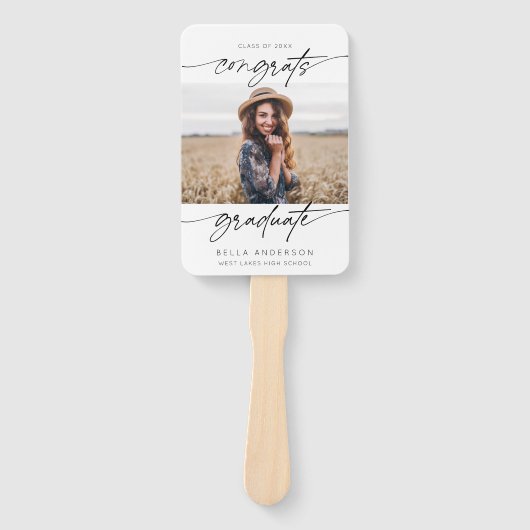 Modern Congrats Afstudeerder Afstuderen Script Fot Handwaaier (Voorkant)