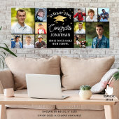 Modern Congrats Afstuderen 12 Photo Collage Black Poster