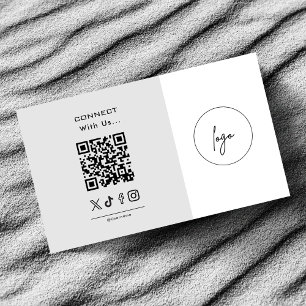 Modern Connect Met Ons Logo QR Code Grijs Wit Visitekaartje
