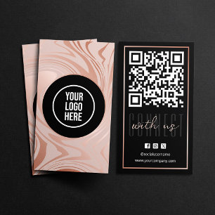 Modern Connect Met Ons QR Code Roos Goud Zwart Visitekaartje