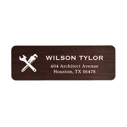 Modern Construction Handyman Tools Wood Etiket (Voorkant)