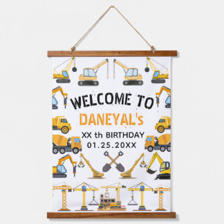 Modern Construction Simple Kid's Birthday Hangend Wandkleed