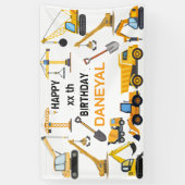 Modern Construction Simple Kid's Birthday Spandoek (Verticaal)
