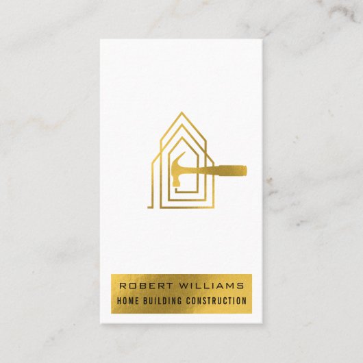 Modern Construction White Gold Home Building Lux Visitekaartje (Voorkant)