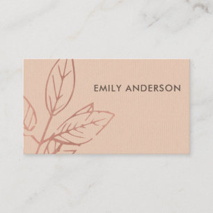 MODERN CONTEMPORARY KRAFT BLUSH ROOS PINK LEAVES VISITEKAARTJE