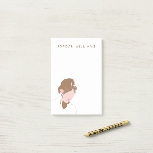 Modern Contour Portret Post-it® Notes (Op bureau)