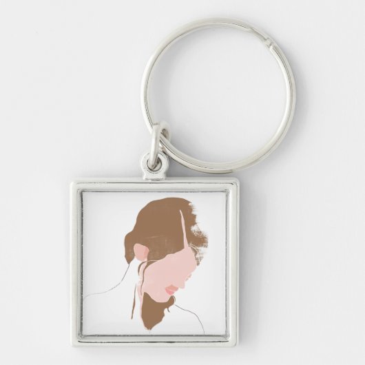 Modern Contour Portret Sleutelhanger (Voorkant)