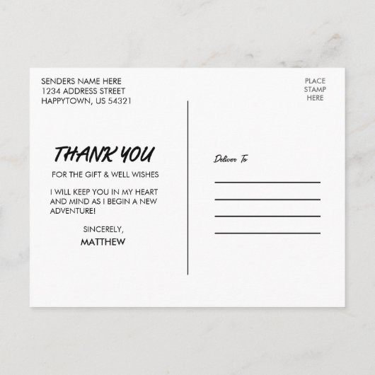 Modern Cool Afstuderen Hartelijk dank Briefkaart (Achterkant)