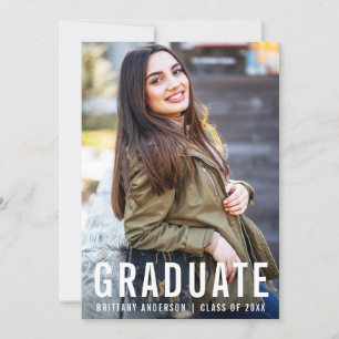 Modern Cool Afstuderen Photo Announcement W Kaart