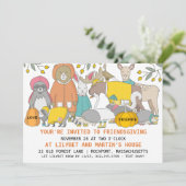Modern Cool Animal Pumpkins Friendsgiving Kaart (Staand voorkant)