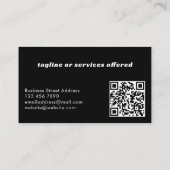Modern Cool Black Custom QR Code Professional Visitekaartje (Achterkant)
