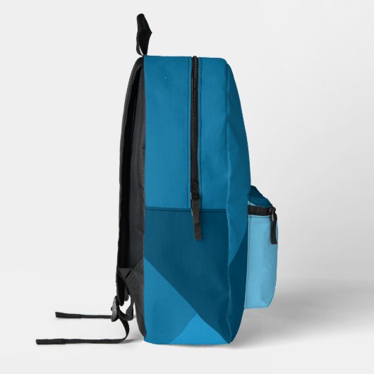 Modern Cool Blue geometrisch monogram Bedrukte Rugzak (Links)