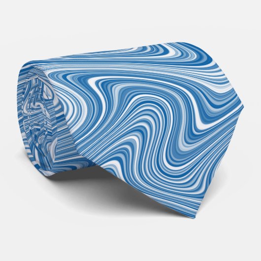 Modern Cool Blue White Grey Curvy Line Pattern Stropdas (Opgerold)