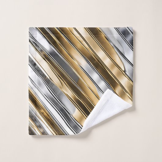 Modern, cool, chic, silver and gold stripe pattern (Gant de toilette)