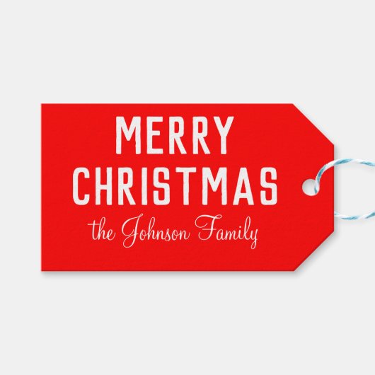 Modern Cool Classic Red Christmas Cadeaulabel (Voorkant (Horizontaal))