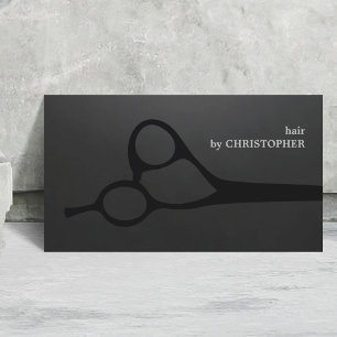 Modern Cool Donkergrijs Zwart Schaar Hair Stylist Visitekaartje