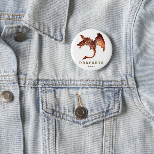 Modern Cool Dragon Typography Monogram Ronde Button 5,7 Cm (In situ)